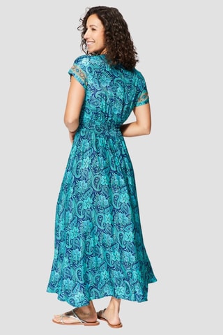 Vestido largo - Azul marino y turquesa
