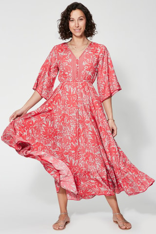 Vestido largo - Blanco y rojo