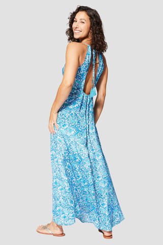 Vestido largo - Blanco y azul