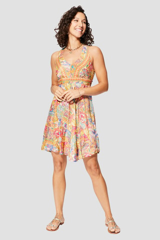 Vestido avolantado - Azul y amarillo