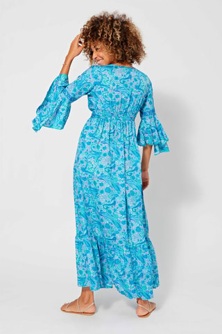 Vestido largo - Azul y verde