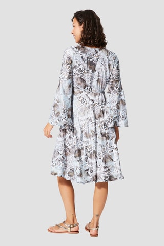 Vestido avolantado - Marrón y gris
