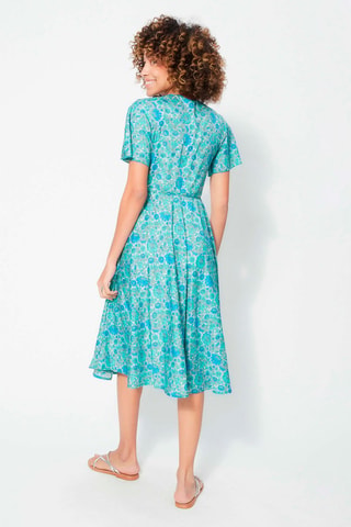 Robe portefeuille droit - Gris et bleu