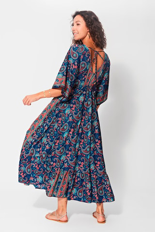 Vestido largo - Azul marino y turquesa