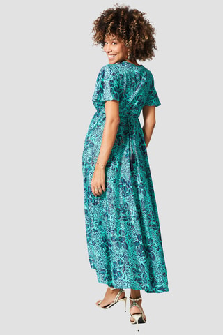Vestido largo - Dorado y turquesa