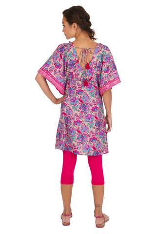 Robe courte - Bleu et rose