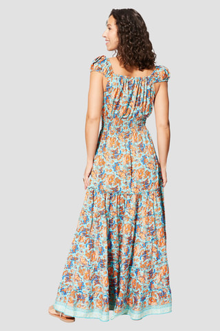 Vestido largo - Turquesa y azul marino