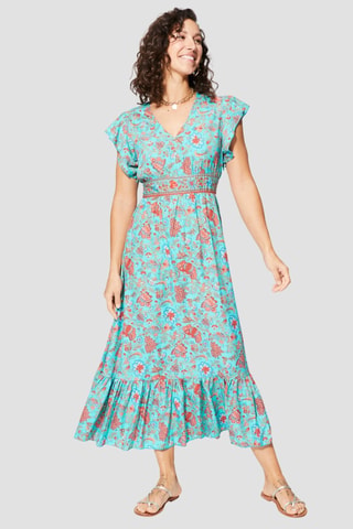 Vestido largo - Verde y azul