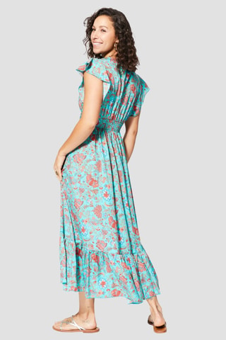 Vestido largo - Verde y azul