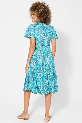 Vestido cruzado - Verde y azul