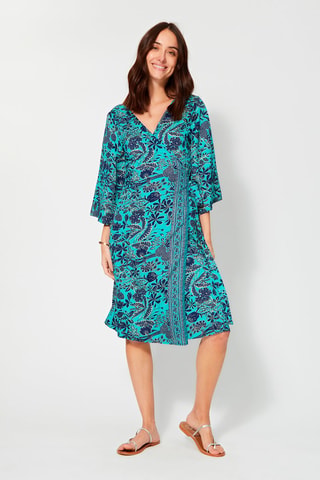 Robe portefeuille - Turquoise et bleu marine