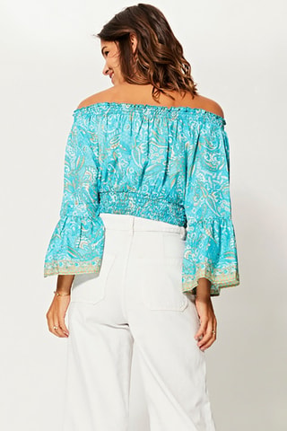 Crop top - Turquesa y beige
