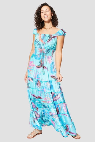 Vestido largo - Turquesa y verde