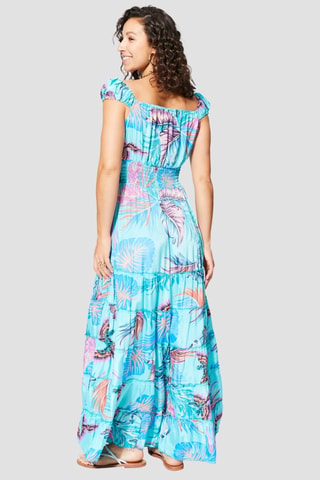 Vestido largo - Turquesa y verde