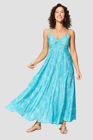 Vestido largo - Blanco y azul
