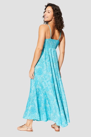 Vestido largo - Blanco y azul