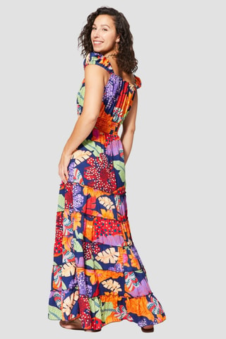 Vestido largo - Violeta y multicolor