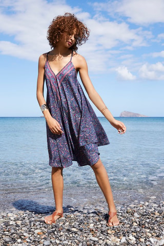 Vestido - Turquesa y rosa
