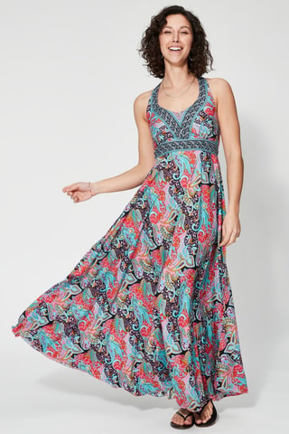 Vestido largo - Negro y turquesa