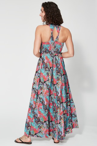 Vestido largo - Negro y turquesa