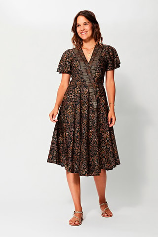 Vestido midi - Negro y beige