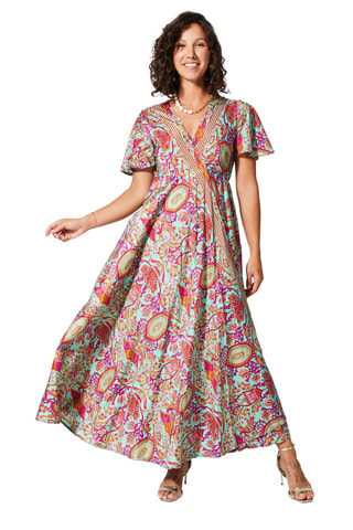 Vestido largo - Dorado y turquesa