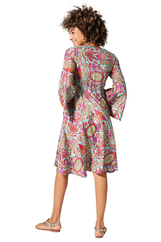 Robe trapèze - Doré et turquoise