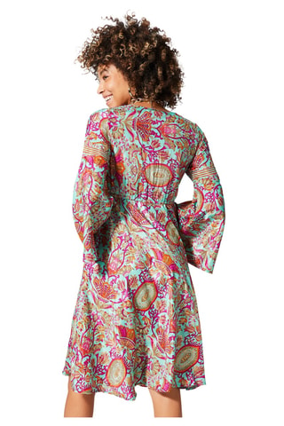 Robe trapèze - Doré et turquoise