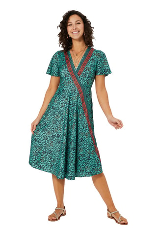 Robe portefeuille - Bleu marine et turquoise