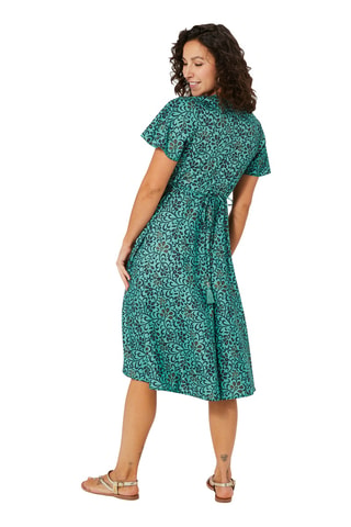 Robe portefeuille - Bleu marine et turquoise