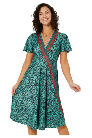 Robe portefeuille - Bleu marine et turquoise