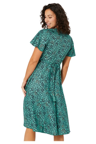 Robe portefeuille - Bleu marine et turquoise