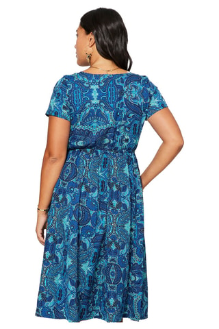 Vestido cruzado - Blanco y azul