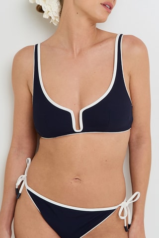 Sujetador de bikini con relleno Nuccia - Azul marino y blanco