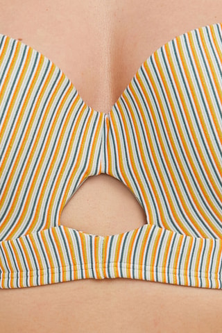 Sujetador de bikini con relleno Martha - Blanco y naranja