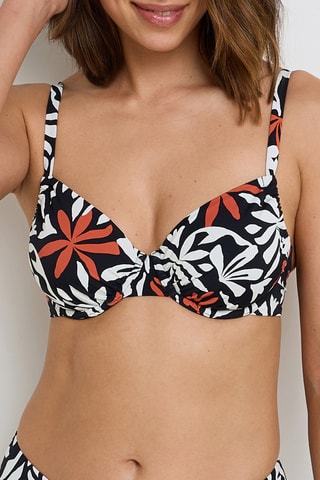 Sujetador de bikini con relleno Nacre - Negro y rojo
