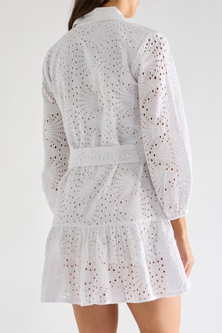 Vestido camisero con bordado inglés Roane - Blanco