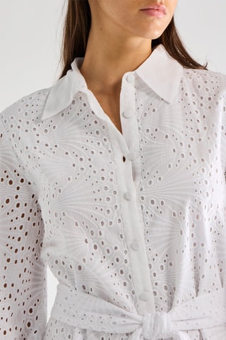 Vestido camisero con bordado inglés Roane - Blanco