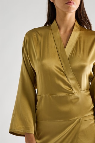 Vestido cruzado de seda Rakia - Bronce