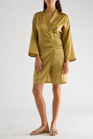 Vestido cruzado de seda Rakia - Bronce