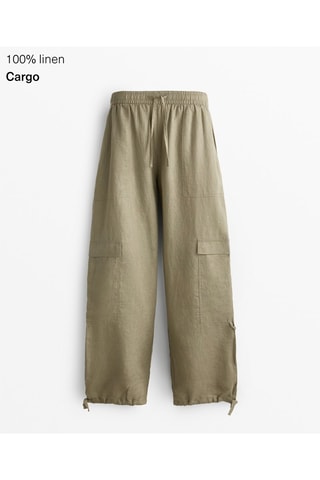 Pantaloni cargo in lino - Kaki