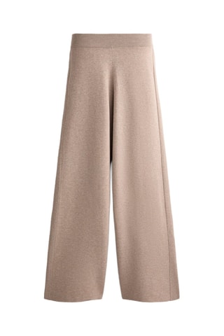 Pantaloni wide legs a vita alta - Beige