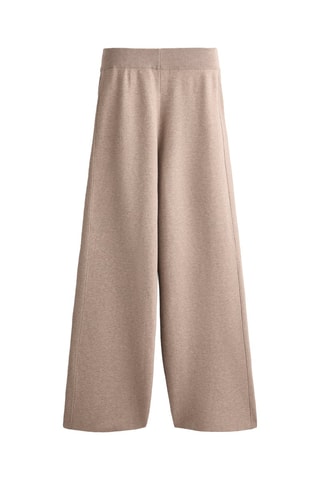Pantaloni wide legs a vita alta - Beige
