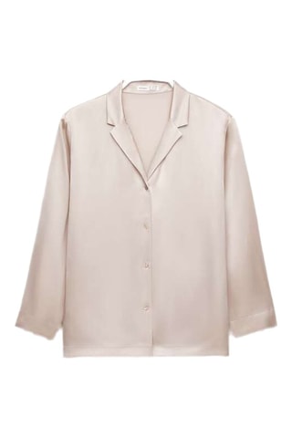Camicia da pigiama regular in seta - Beige