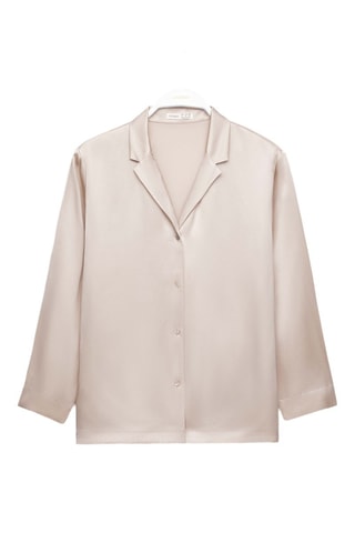 Camicia da pigiama regular in seta - Beige