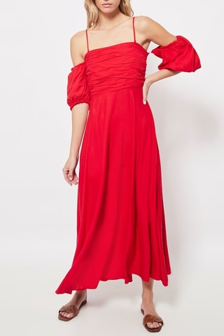 Abito lungo in lino - Rosso