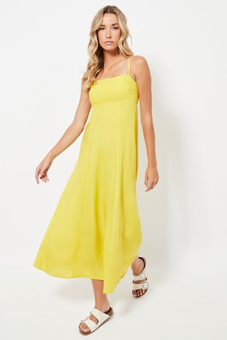 Abito midi in lino - Giallo