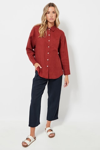 Camicia in lino - Bordeaux