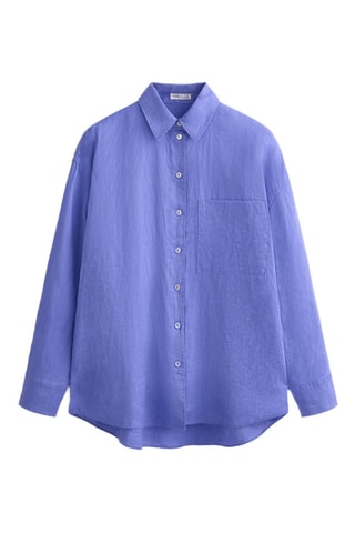 Camicia relaxed in lino - Viola