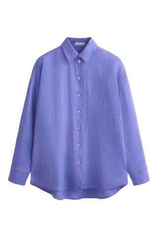 Camicia relaxed in lino - Viola